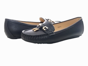 Damen Slipper Halbschuhe Ballerina Loafer Mokassins Slip On Flats Freizeit Black # 954 Rancourt Loafers