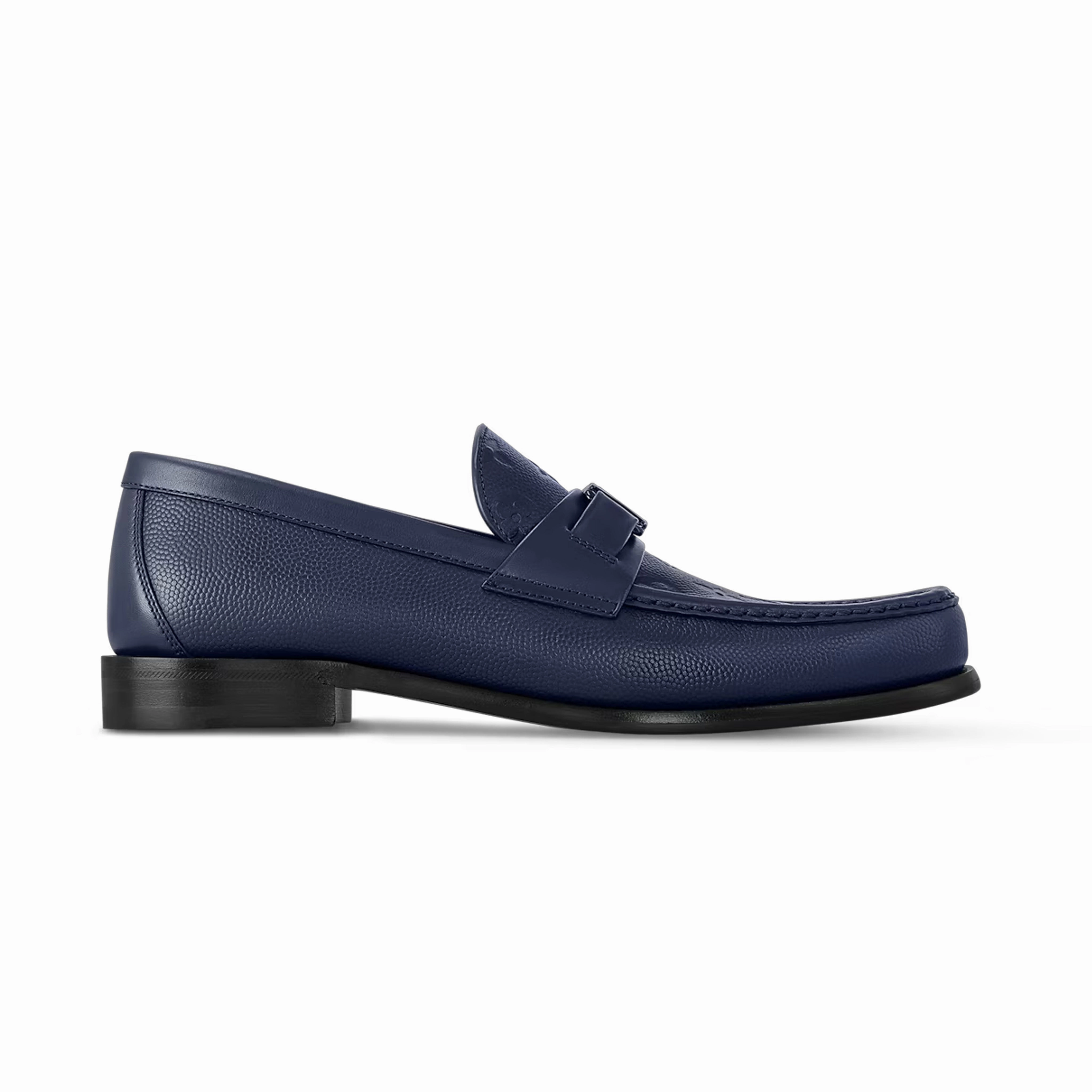 LV Major Loafer Monogram-Embossed Grained Calf Leather Wide Toe Loafers