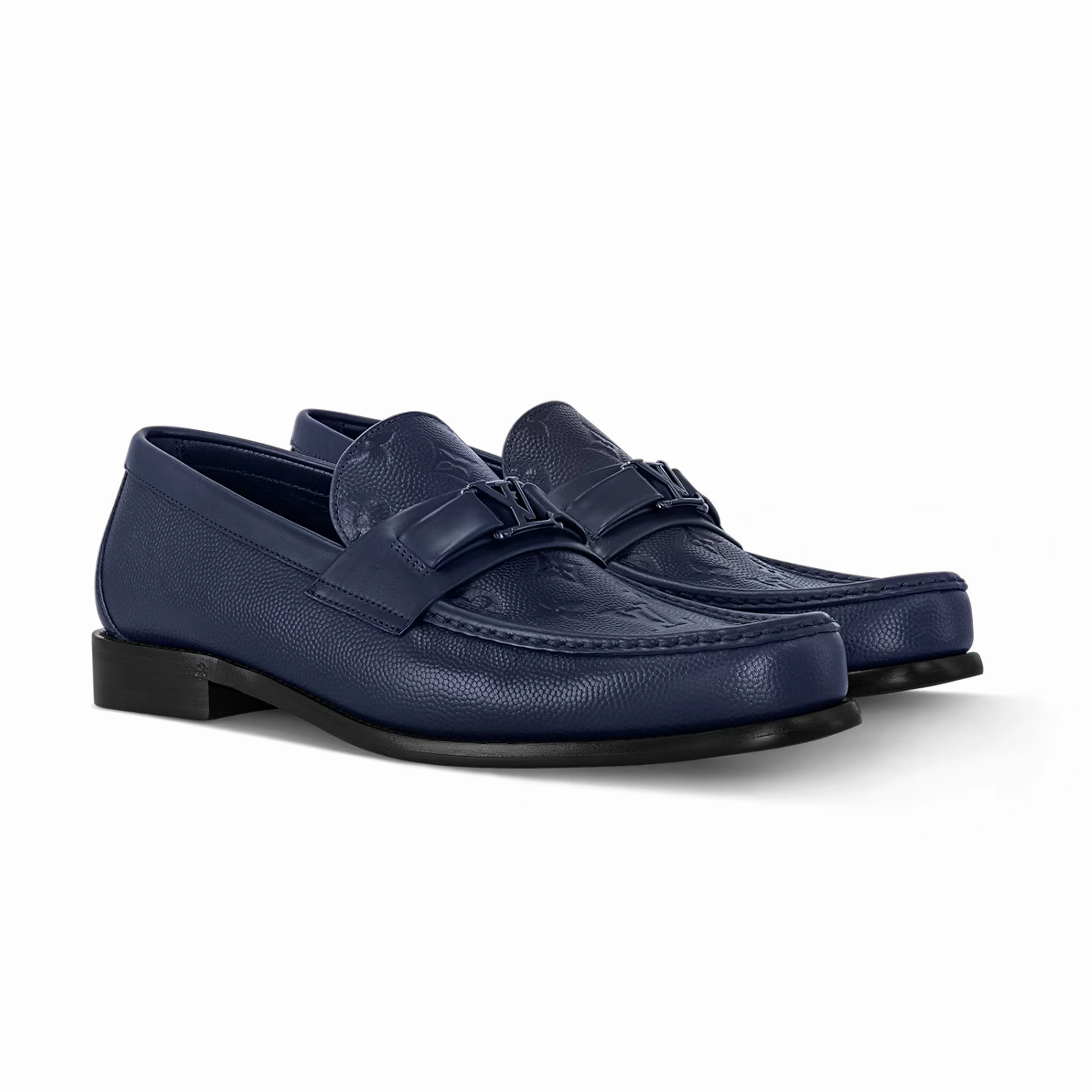LV Major Loafer Monogram-Embossed Grained Calf Leather Havana Loafers
