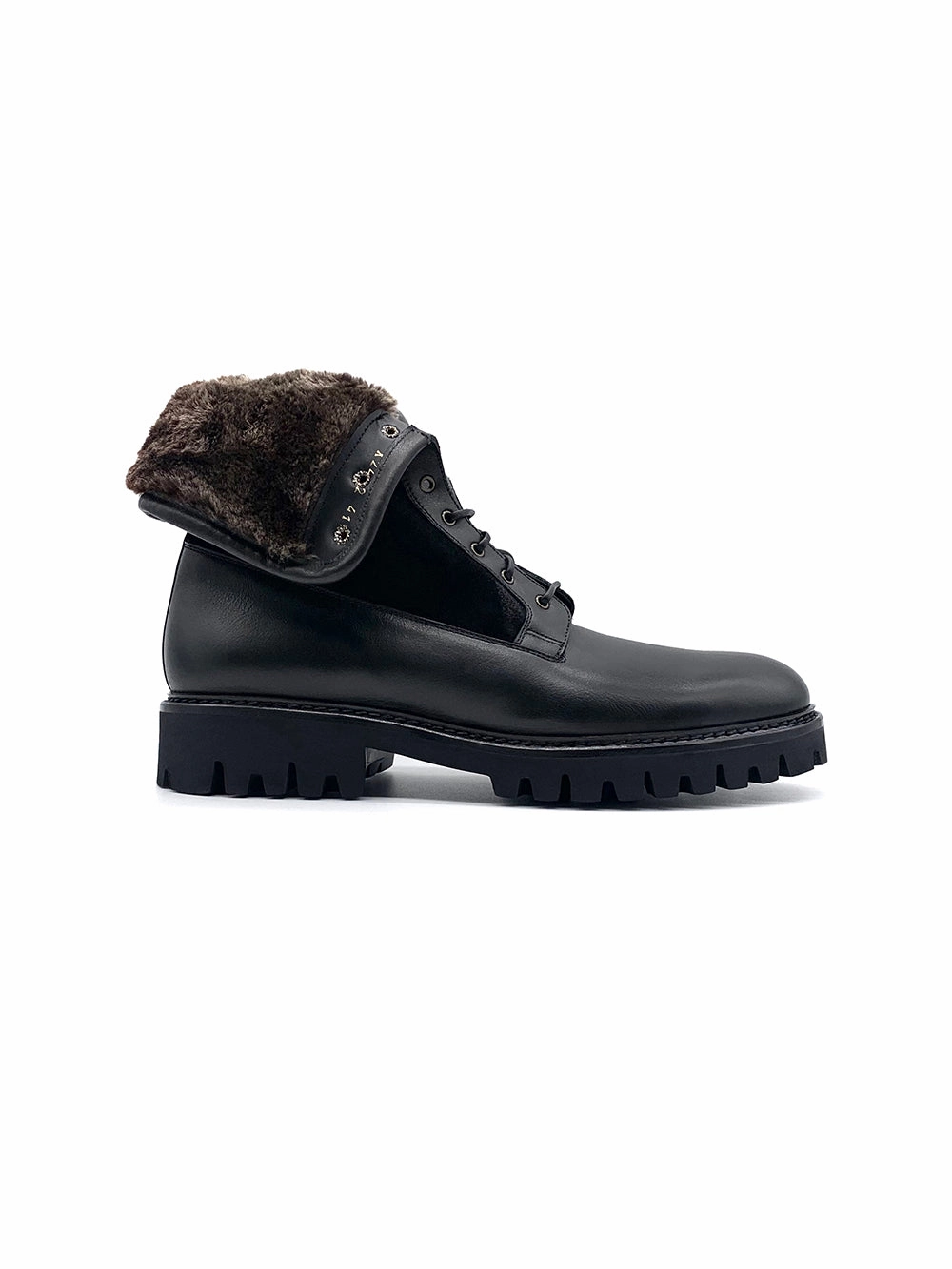 In Jeans And Ankle Boots Herrenschuh Granada - Kalbsleder Schwarz ( Lammfell Edition )