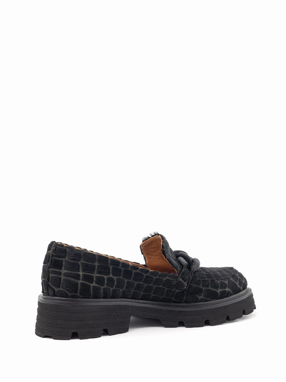 Faye | Chunky loafer Black Wildleder Loafers