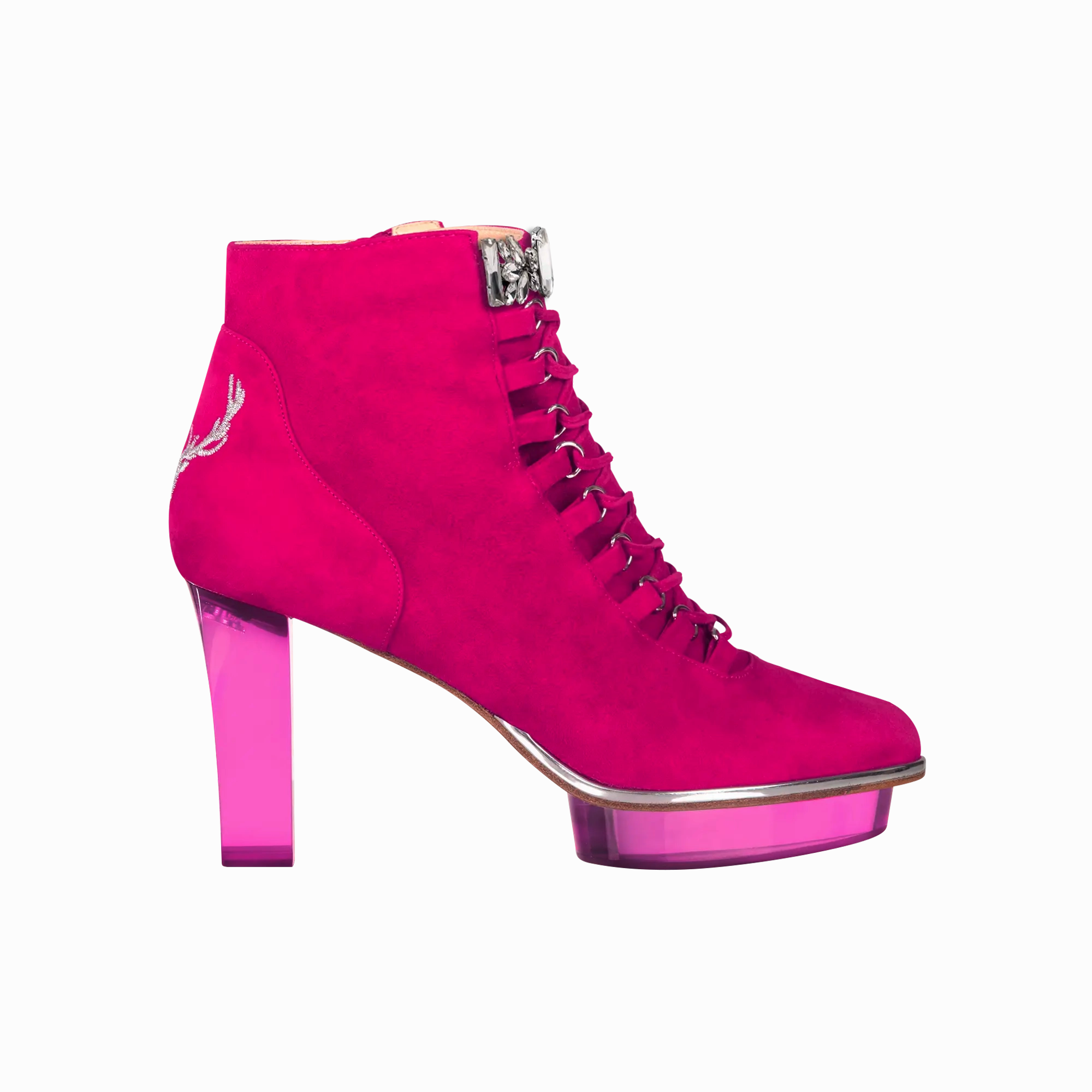 Ankle Boots Leopardenmuster MAGENTAS Closetoes Stiefeletten Dirndlschuhe pink
