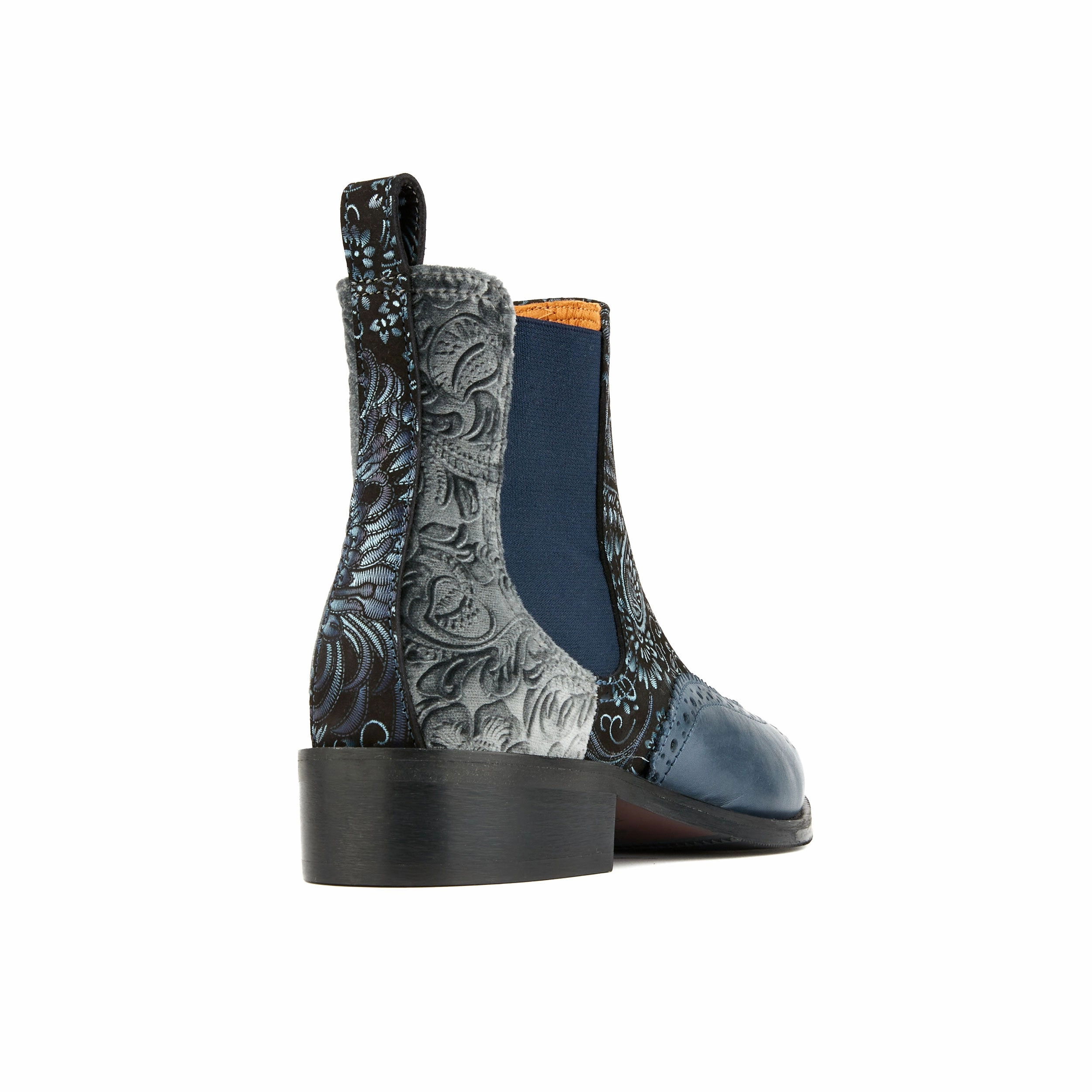 Mamacita - Silver Blue - Women's almond toe chelsea boot with wingtip brogue detail Chelsea Boots Fur Lined