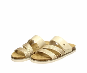 Sandalen Geflochten Leder Marie in Gold - Damen Kork - Sandalen