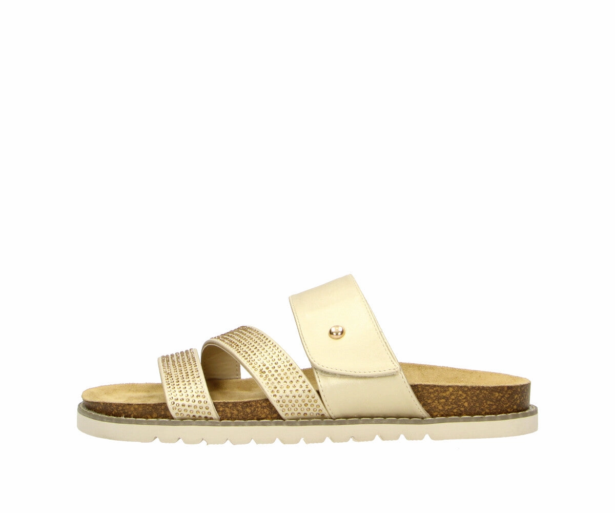 Marie in Gold - Damen Kork - Sandalen Schicke Bequeme Sandalen