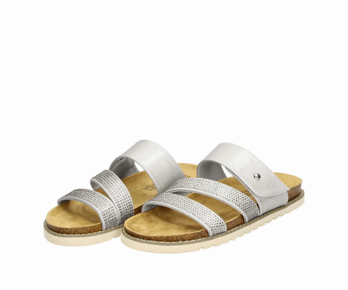 Gebrauchte Sandalen Marie in silber - Damen Kork - Sandalen