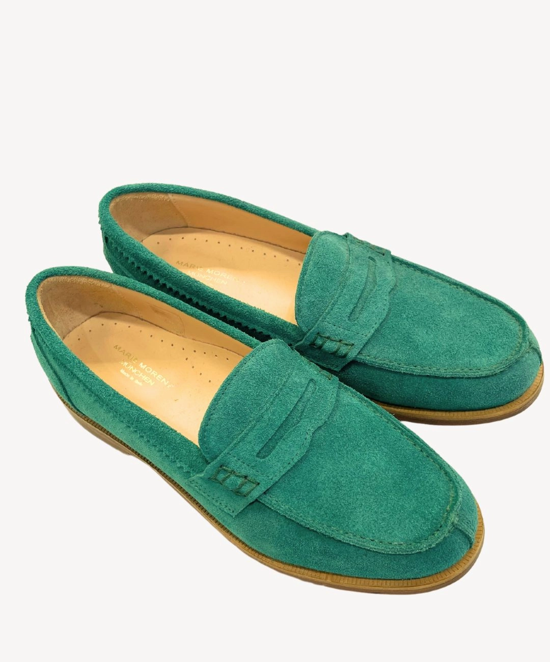 Marie Morenz Collegeschuh Grun Velour Dame Grds Loafers
