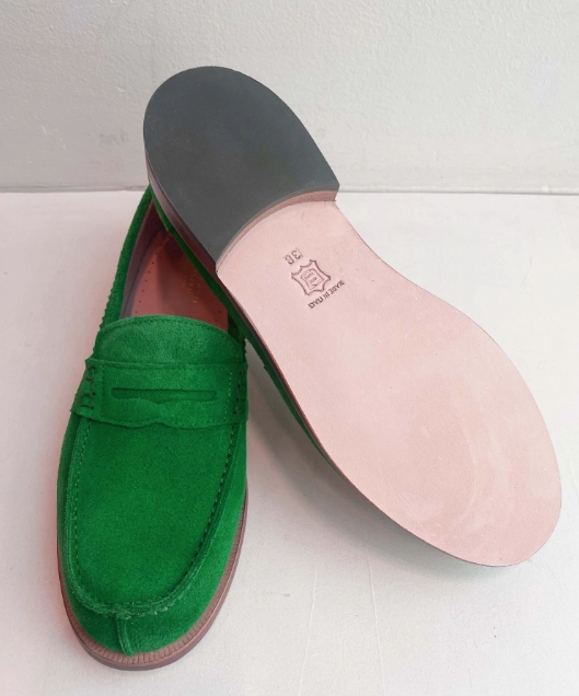 Marie Morenz Collegeschuh Grun Velour Dame Ballerina & Loafers Hamburg