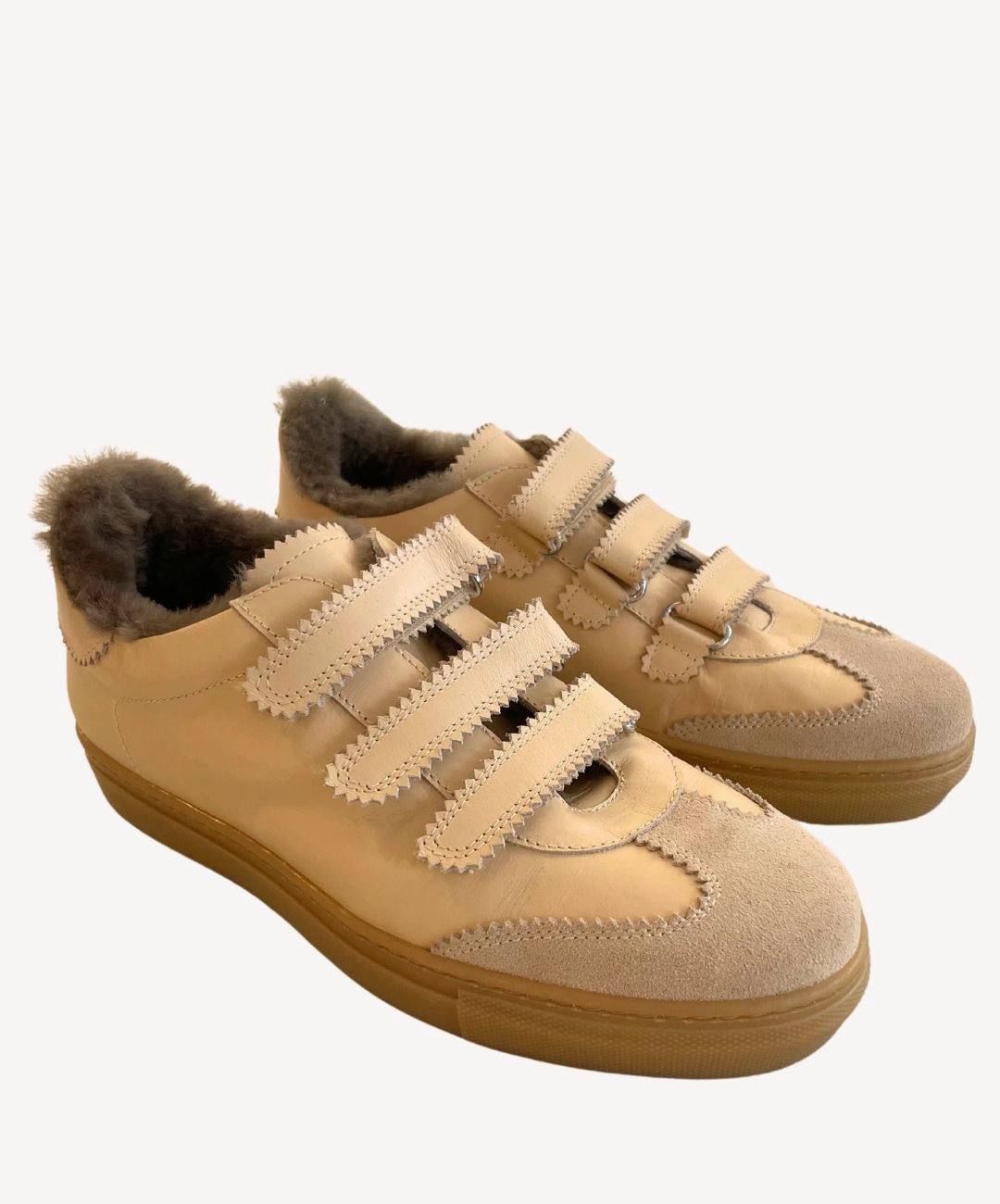 Etnies Sneaker Marie Morenz Sneaker 20012 Beige Gefttert Lammfell Klettverschluss Leder Dame
