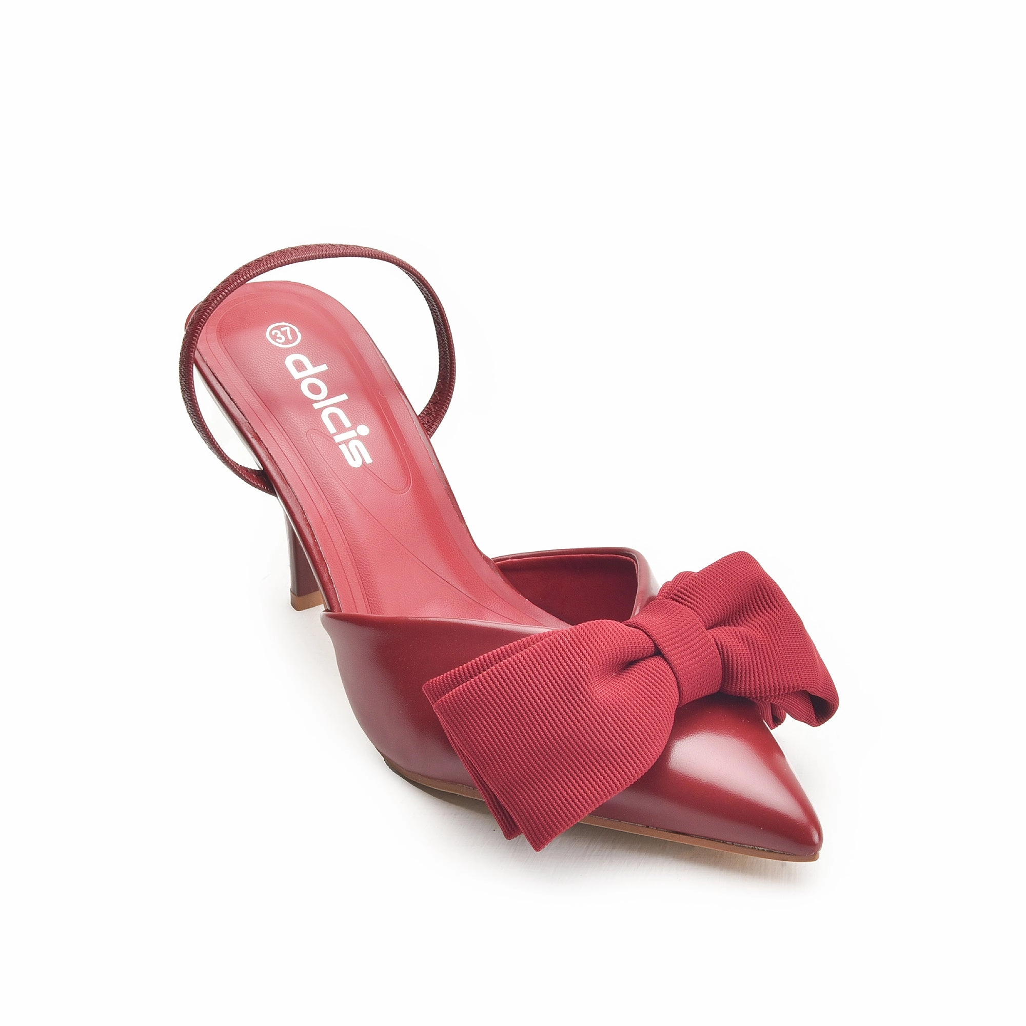 Maroon High Heels with Bow Detail | 497N-M High Heels Emoji