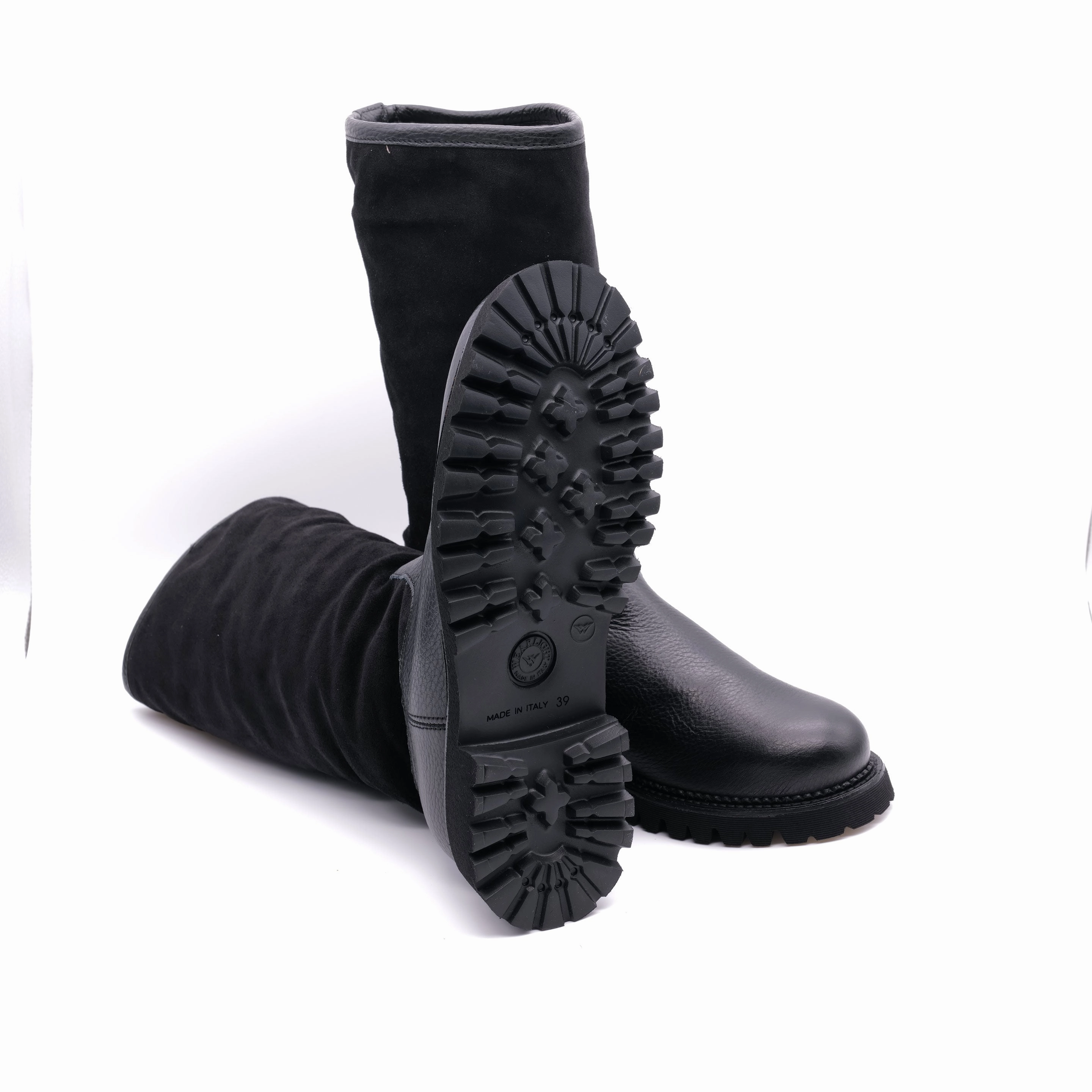 Marroni Boots Schwarz mit Wildlederschaft Spanische Stiefel Marke