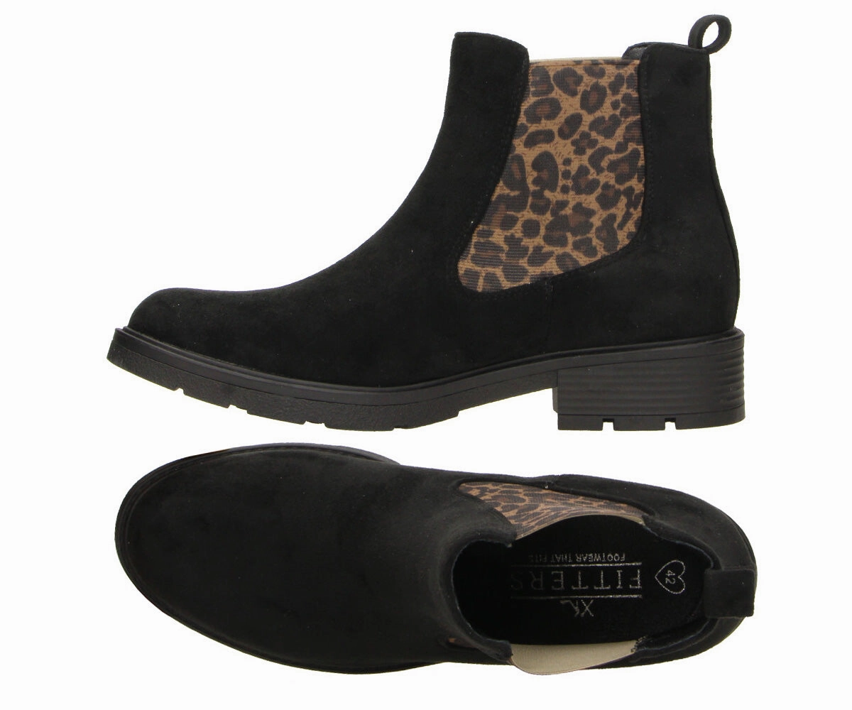 Chelsea Boots 46 Mena in schwarz-leopard - Damen Stiefelette