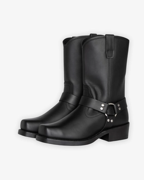 Mittelhohe Biker Stiefeletten mit seitlicher Schnalle Ankle Boots Wildleder Glattleder