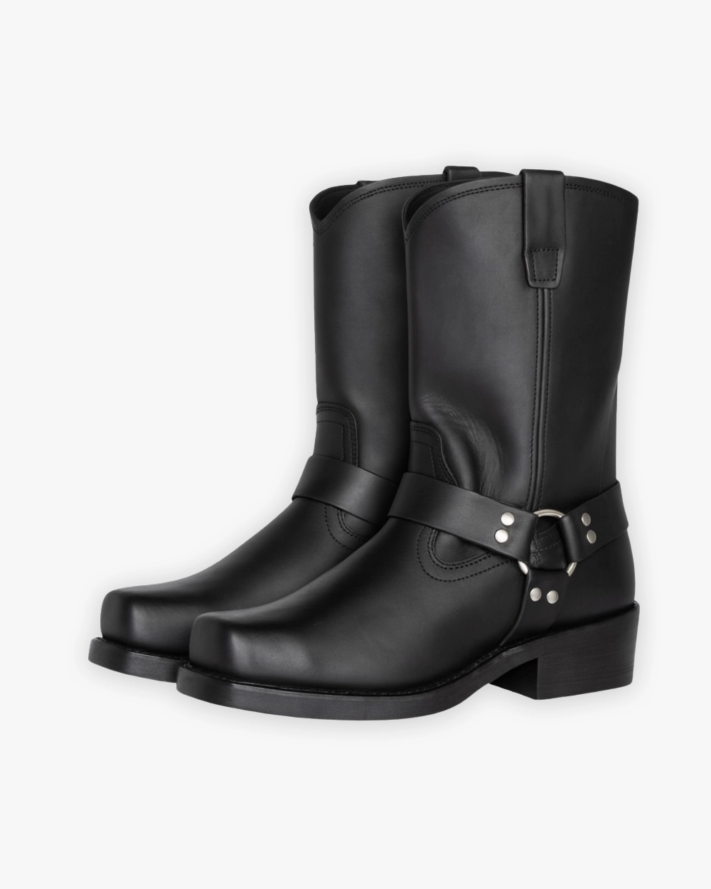 Mittelhohe Biker Stiefeletten mit seitlicher Schnalle Stretch Grace Ankle Boots