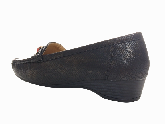 Damen Slipper Keilabsatz Ballerina Loafer Mokassins  Slip On Flats Freizeit Black #  399 Italian Leather Loafers