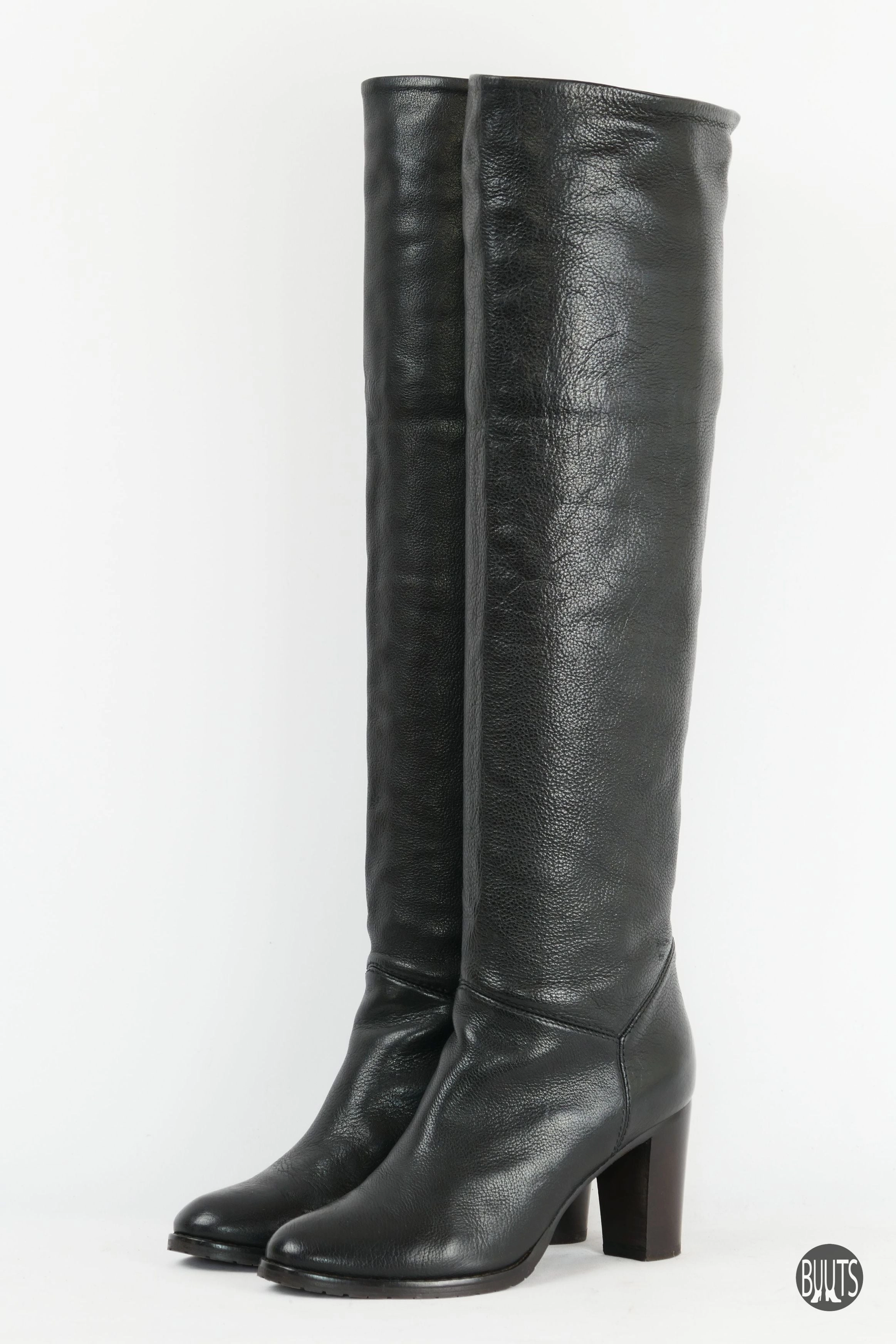 Hohe Stiefel Leder schwarz Stiefel Größer Machen