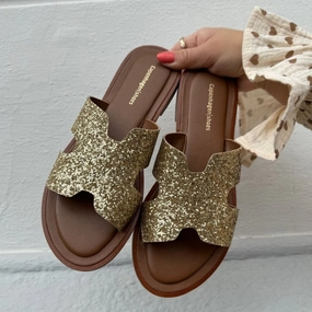 IVY - GOLD GLITTER Schöne Sommer Sandalen