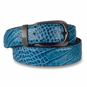 Sneaker Sneaker Business LORENZI Grtel Herren blau  Leder mit Reptilprgung, Breite 3.5 cm, krzbar