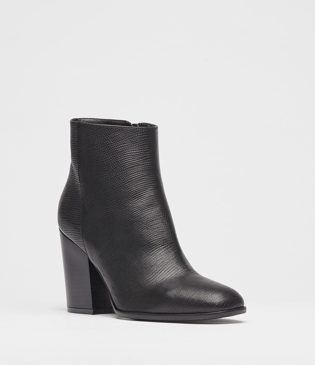 White Block Heel Ankle Boots Leder Stiefeletten Sole schwarz