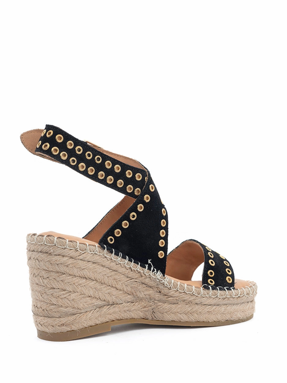 Think Sandalen Avi | Espadrilles Sleehak Zwart