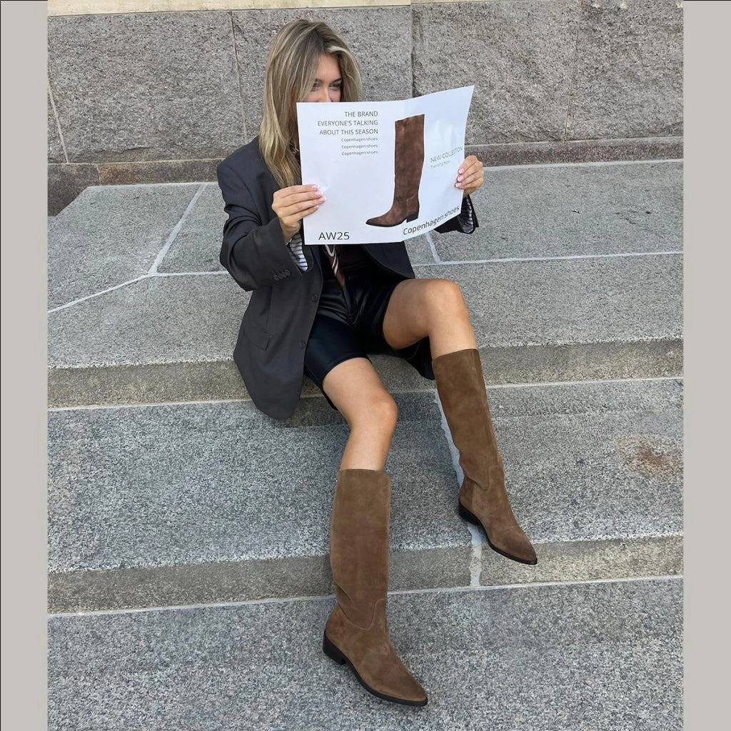 Stiefel über Knie THE NOTE BOOT - COGNAC