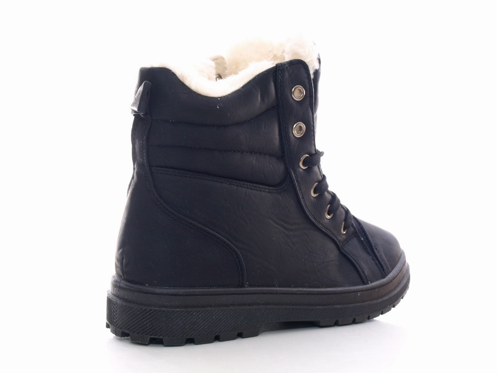 Sicherheitsschuhe Sneaker Glattleder Damen Stiefeletten Biker Boots Outdoor Winterboots warm gefttert Black # 203