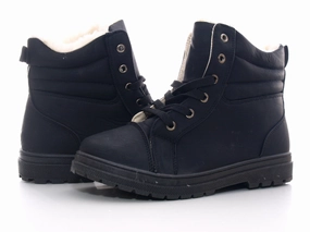 Damen Stiefeletten Biker Boots Outdoor Winterboots warm gefttert Black # 203 Sicherheitsschuhe Durchgehende Sohle