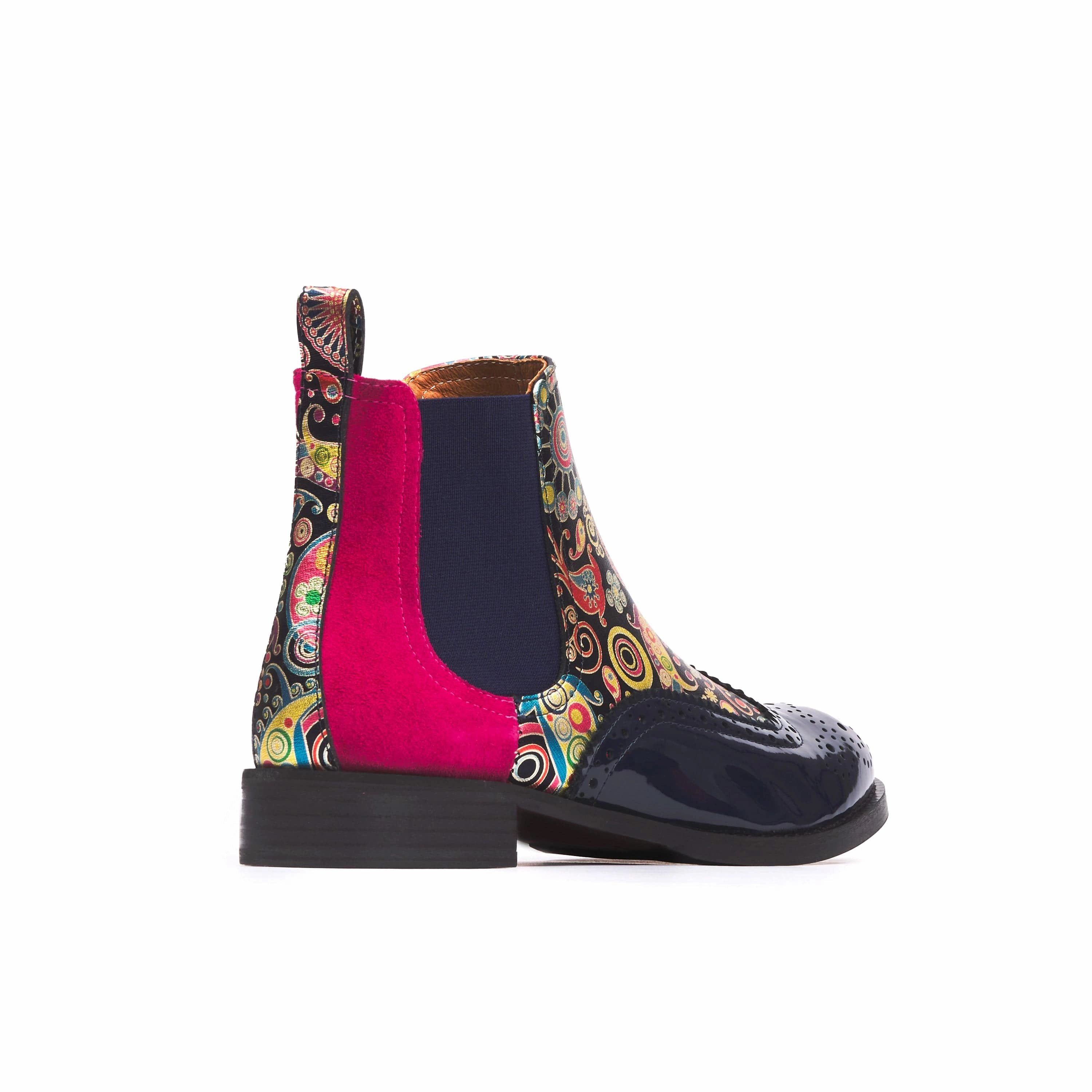 Trickers Chelsea Boots Mamacita - Navy Pink - Women's almond toe chelsea boot with wingtip brogue detail