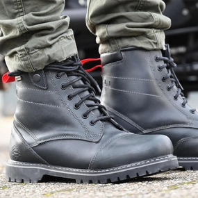 Motorradstiefel Agent Grey Herren Boots Overknee Stiefel über Jeans