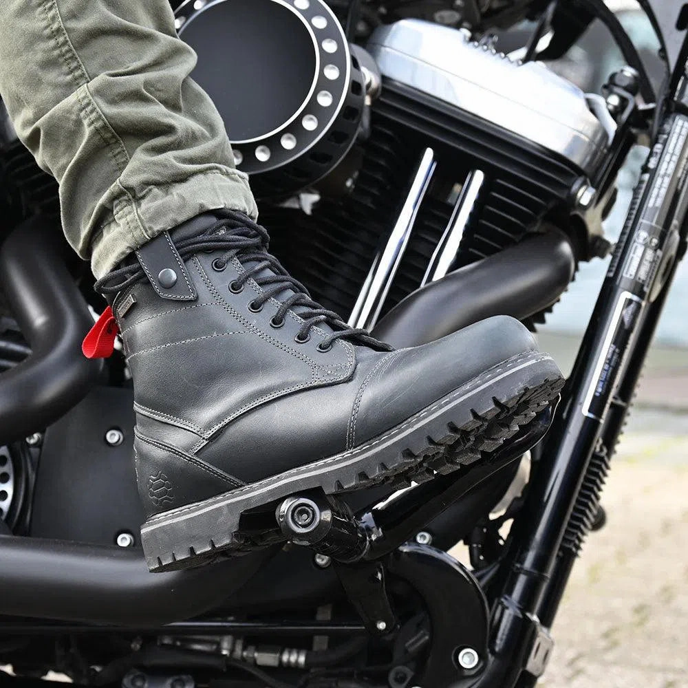 Spitze Stiefel Ohne Absatz Motorradstiefel Agent Grey Herren Boots