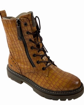 Mustang Damen Stiefeletten 1398-503-660 Ockergelb Genuine Leather Ankle Boots