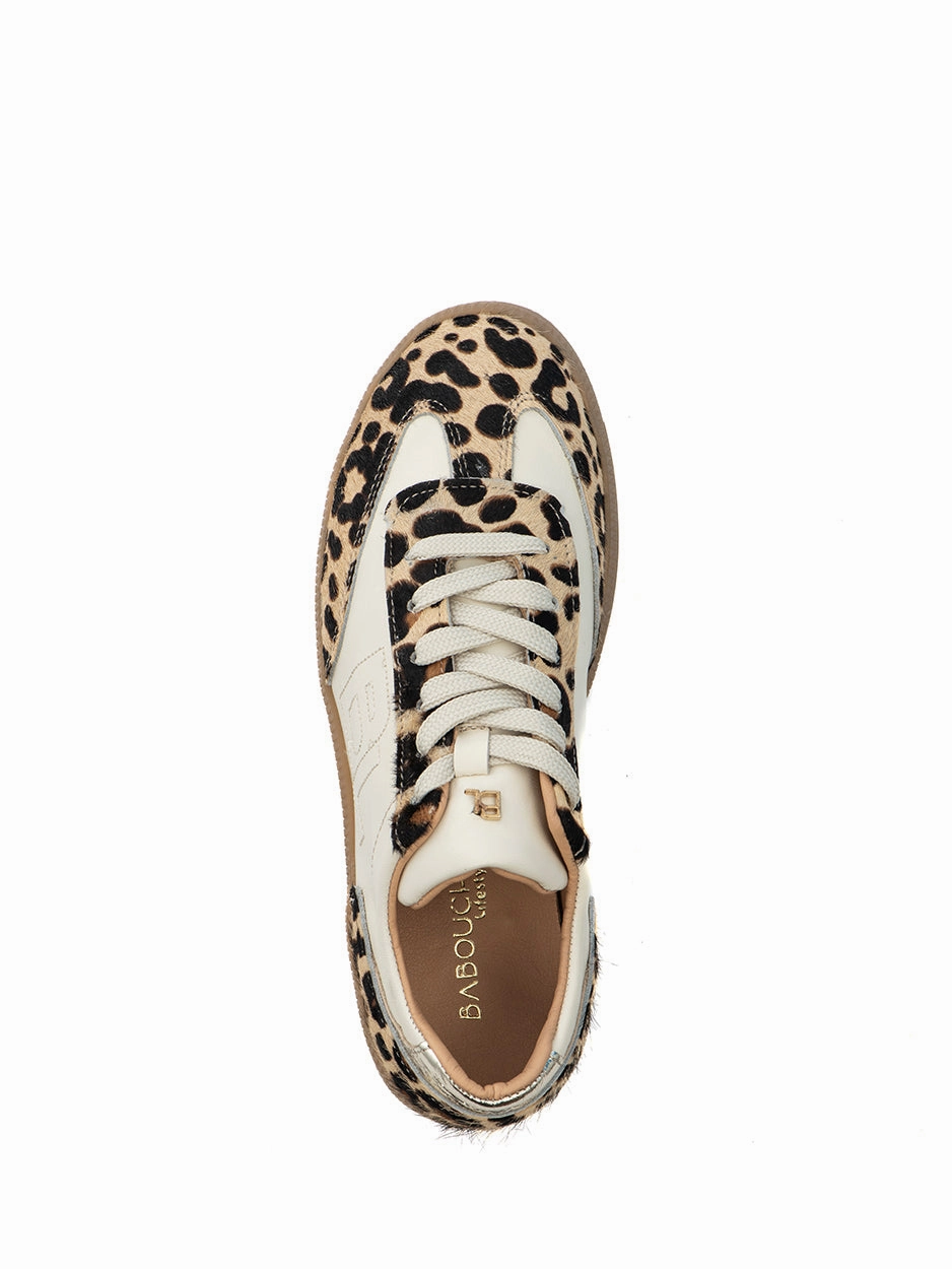 Nara | Sneaker Camel Leopard/Off White/Gold Sneaker For Winter