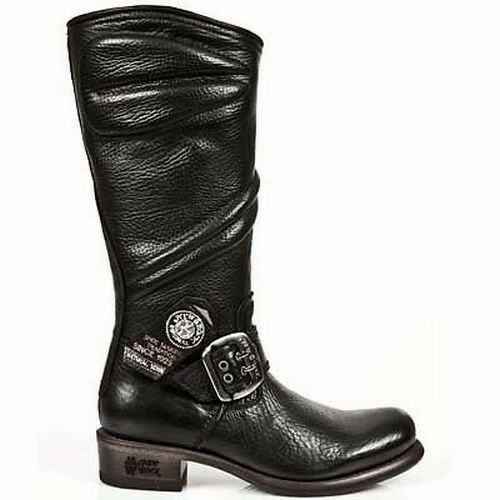 New Rock Boots Bikerstiefel Damen-Stiefel Schwarz Echtleder Hose Mit Stiefel