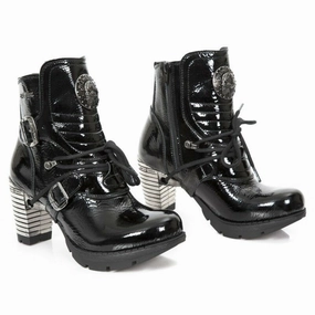 New Rock Schuhe Damen- Stiefelette Stiefel Absatz Boots Gothic M.TR061 Lackleder The Most Comfortable High Heels