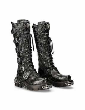 Heinrich Stiefel New Rock Schuhe High Boots M-272-CZ35 Stiefel Gothic Echtleder Vintage Flower Brokat