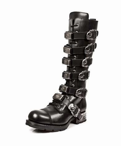 New Rock Schuhe High Boots M-MR009-C1 Stiefel Gothic Echtleder Stiefel Zu Eng Waden