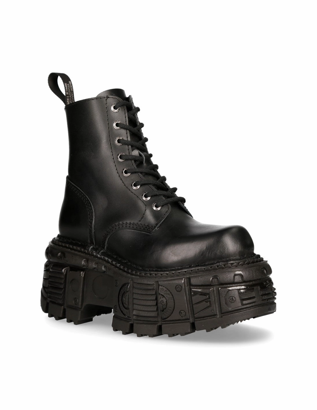 New Rock Shoes Boots Stiefel M-MILI084N-S5 Gothic Tank Collection Black Echtleder Stiefel In Jeansoptik