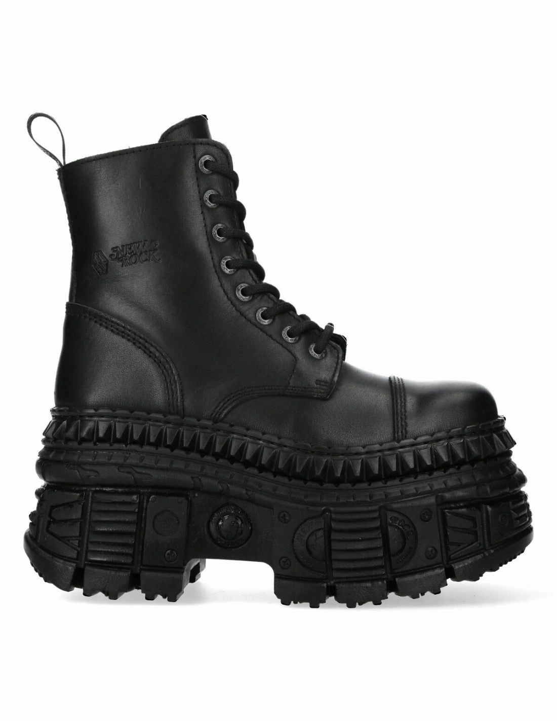 New Rock Shoes Boots Stiefel M-WALL083C-S3 Gothic Tank Black Echtleder Stiefel Mit Absatz Spitz