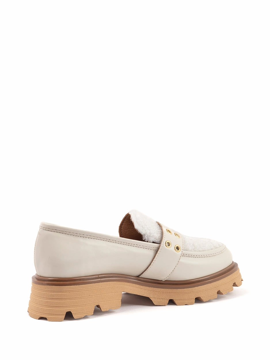 Nila | Chunky Loafer Off White Suede Tassel Loafers