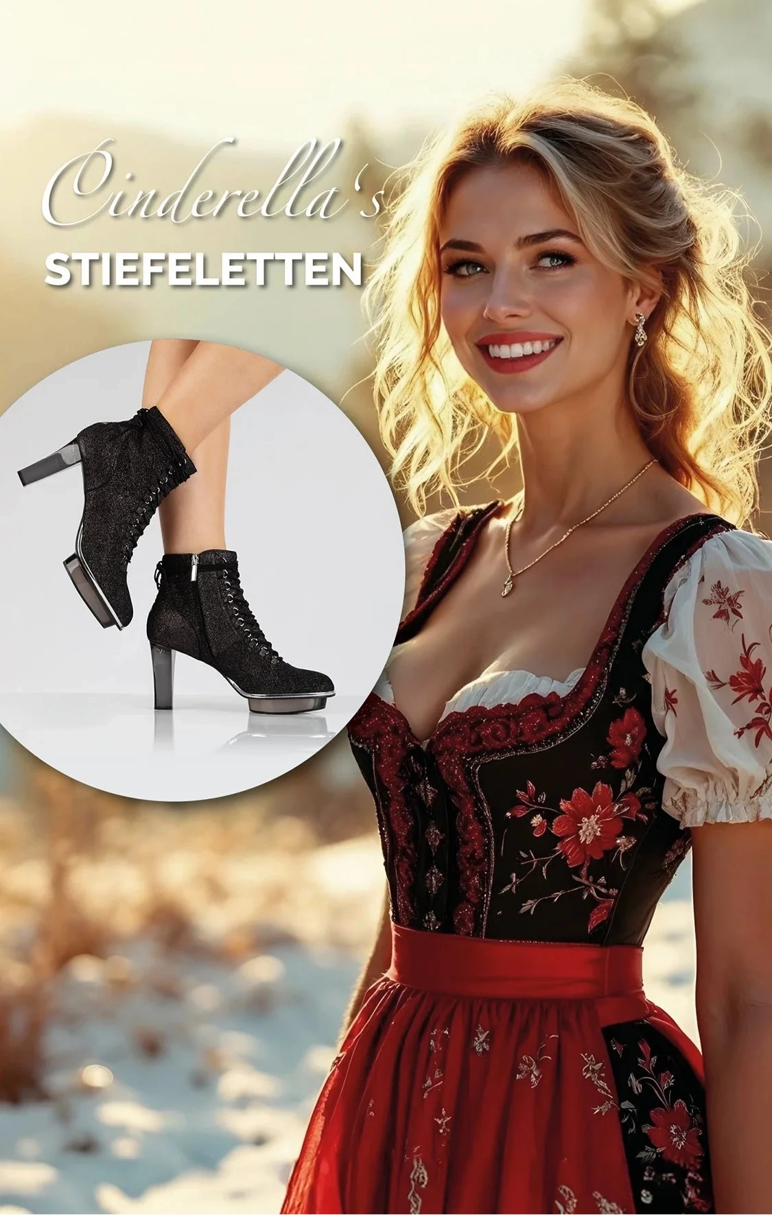 NOIRS Stiefeletten inkl. Schuh-Schmuck, Dirndlschuhe Sports Ankle Boots