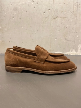 OFFICINE CREATIVE SOUND/001 LOAFER SUEDE CAMEL Penny Loafers With Penny In Them