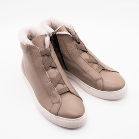 2976 Leonore Abruzzo Kunstfell Gefütterte Chelsea Boots Sneaker Dollaro Taupe