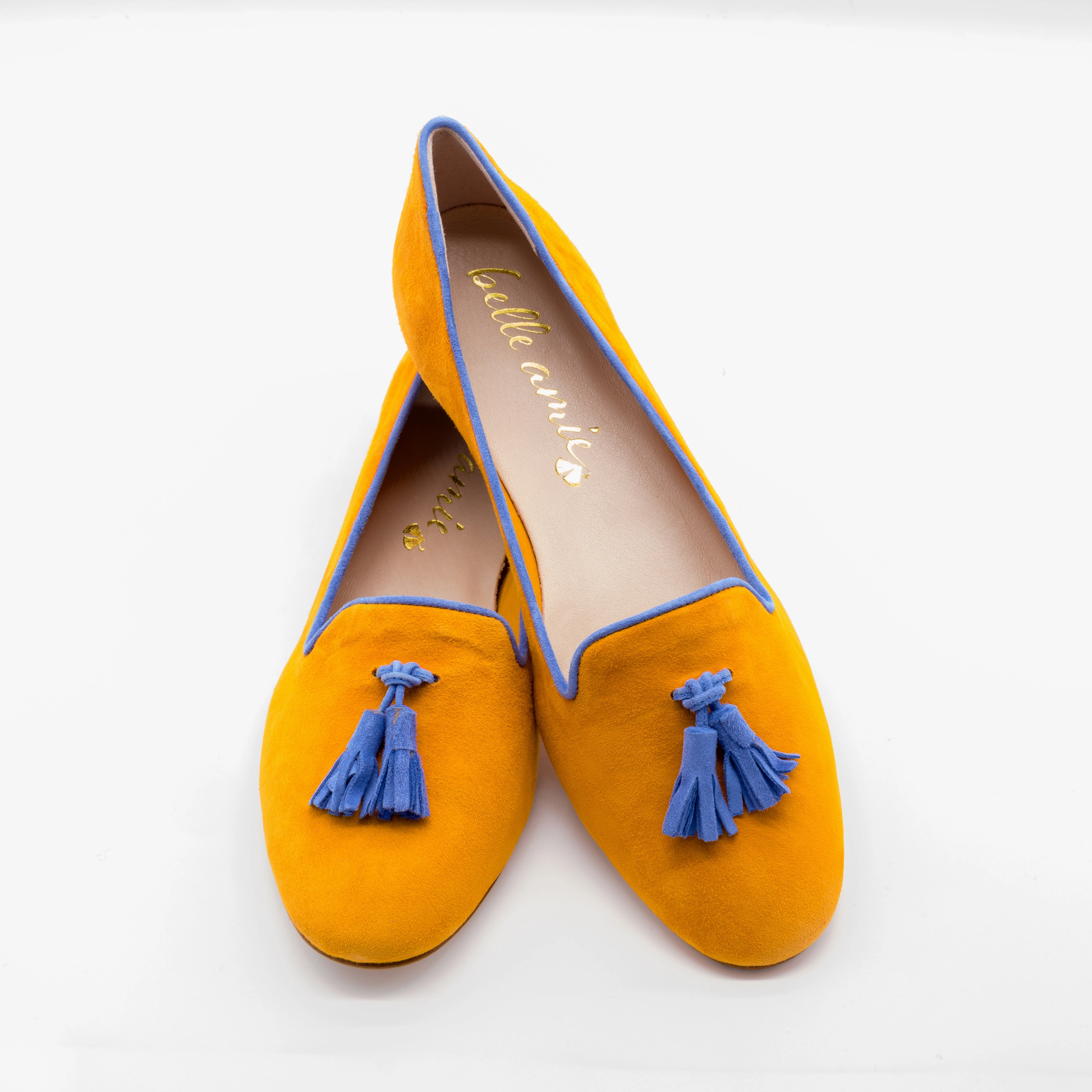 Orange (Apricot) -Blau Ladies Heeled Loafers