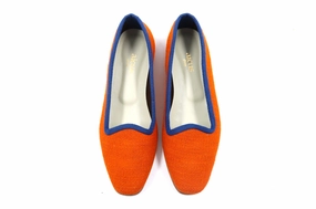 Suede Leather Loafers Orange Kilim