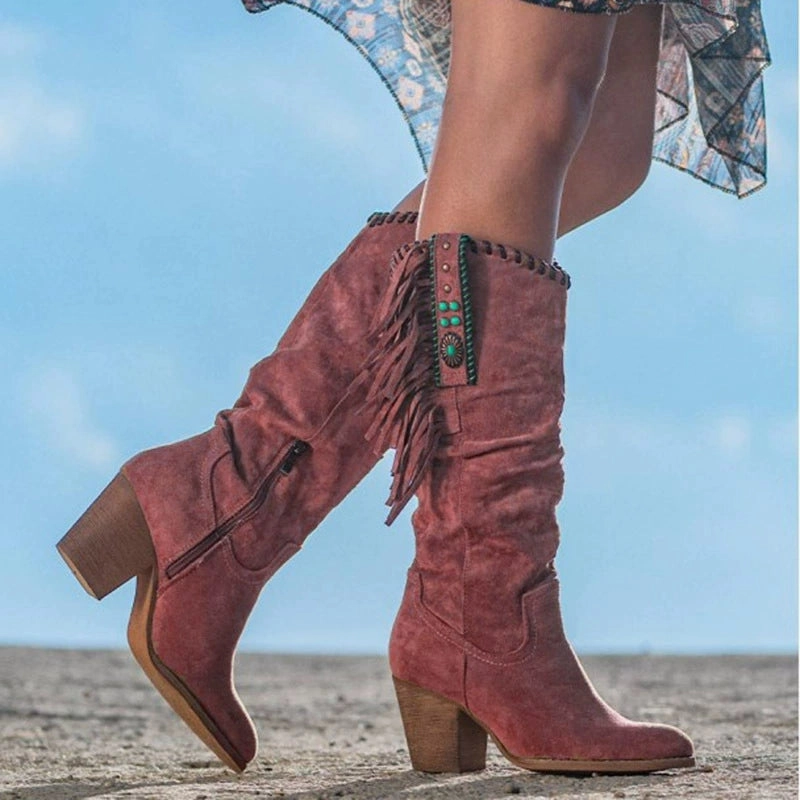 S Oliver Stiefel Schwarz → Stiefel Fransige Cowboystiefel mit Boho-Charme