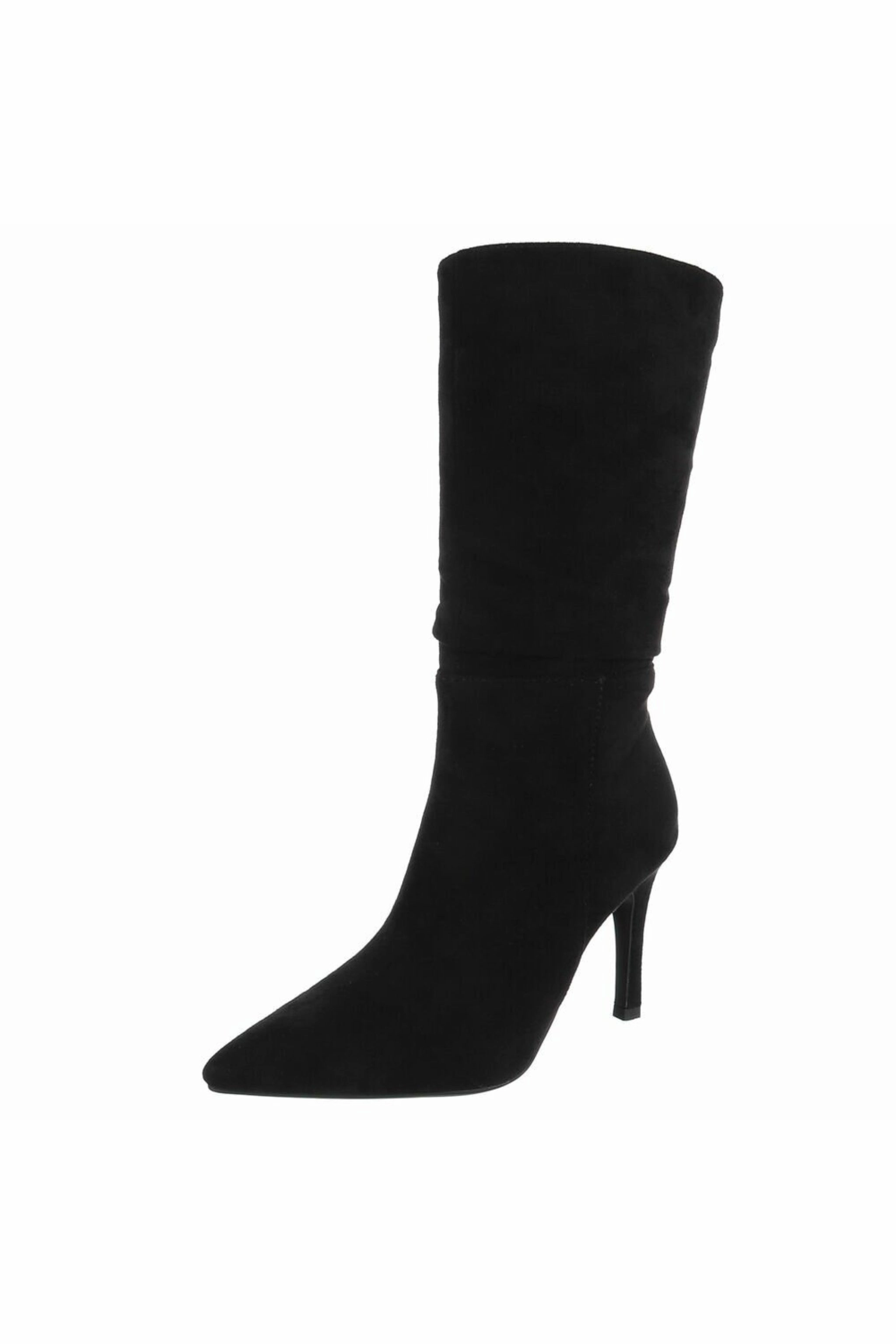 High-Heel Stiefel in Wildlederoptik, schwarz Overknee Stiefel Warmfutter