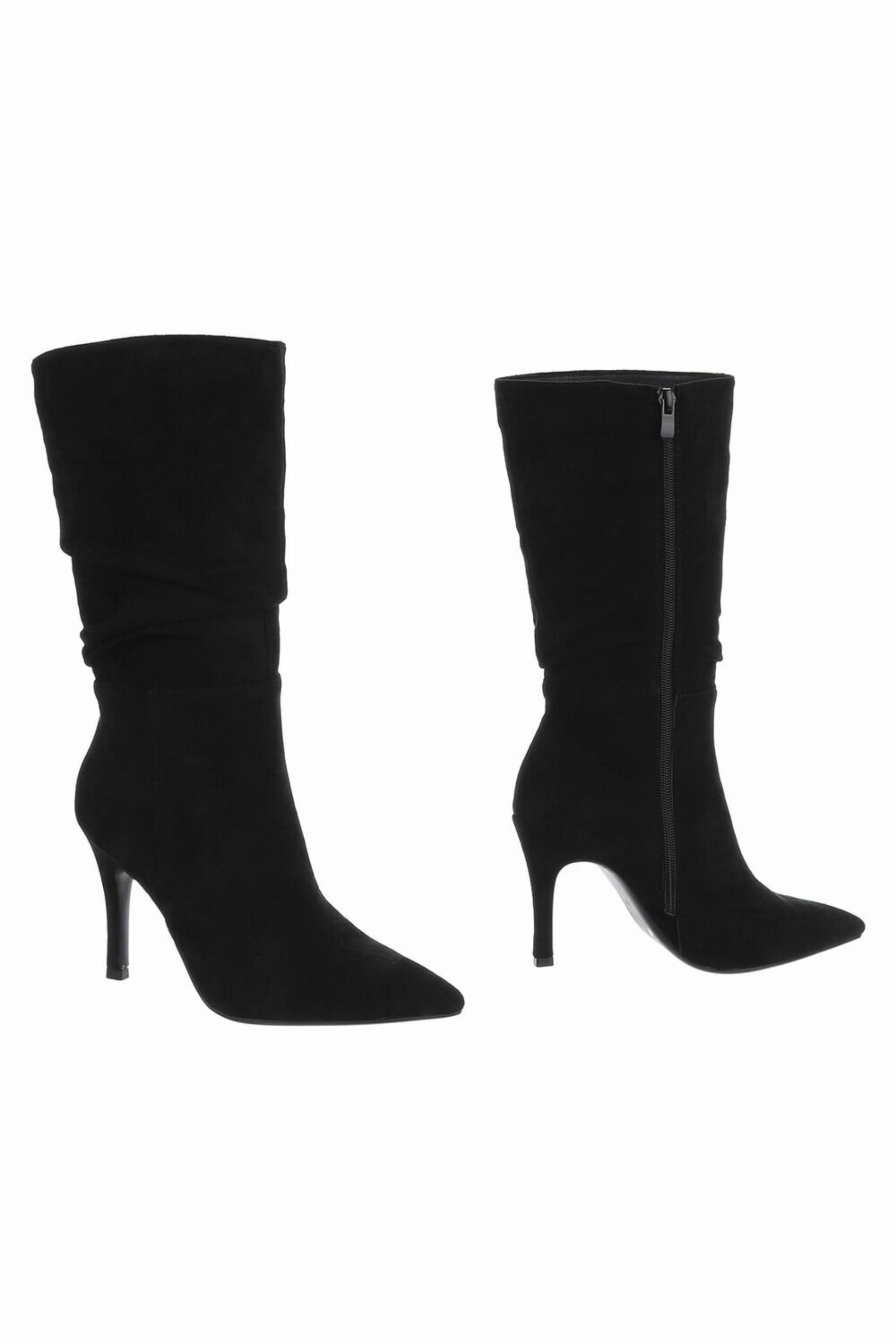 High-Heel Stiefel in Wildlederoptik, schwarz Reißverschluss In Stiefel Nähen