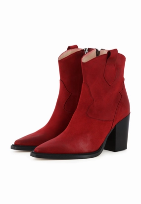 Stiefel Innenschuh GAIA Damen Cowboy Stiefelette  -  Nubukleder Bordeaux