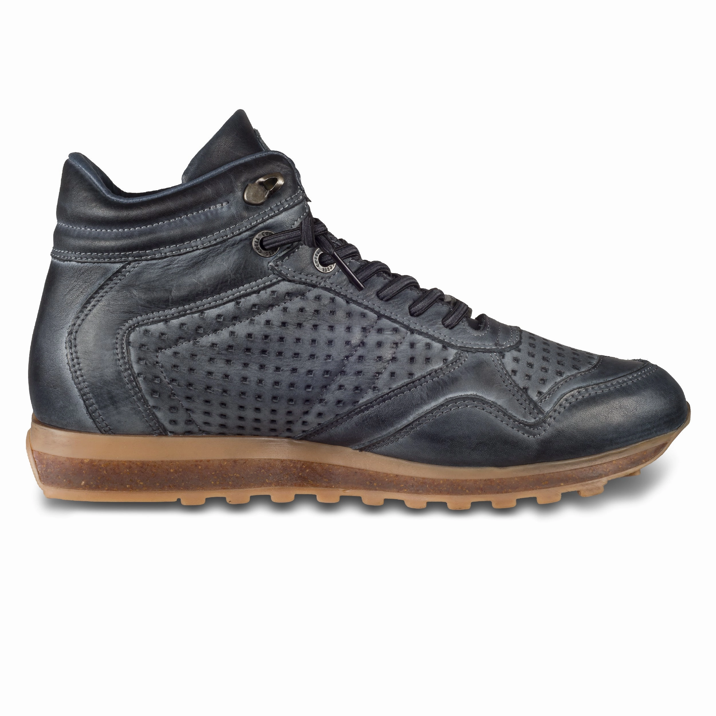 CETTI Sneaker-Stiefel Herren dunkelblau, Leder, C-1048 Herbst High-Top, perforiert (used tin antracita) Sneaker Damen Ohne Schnürsenkel