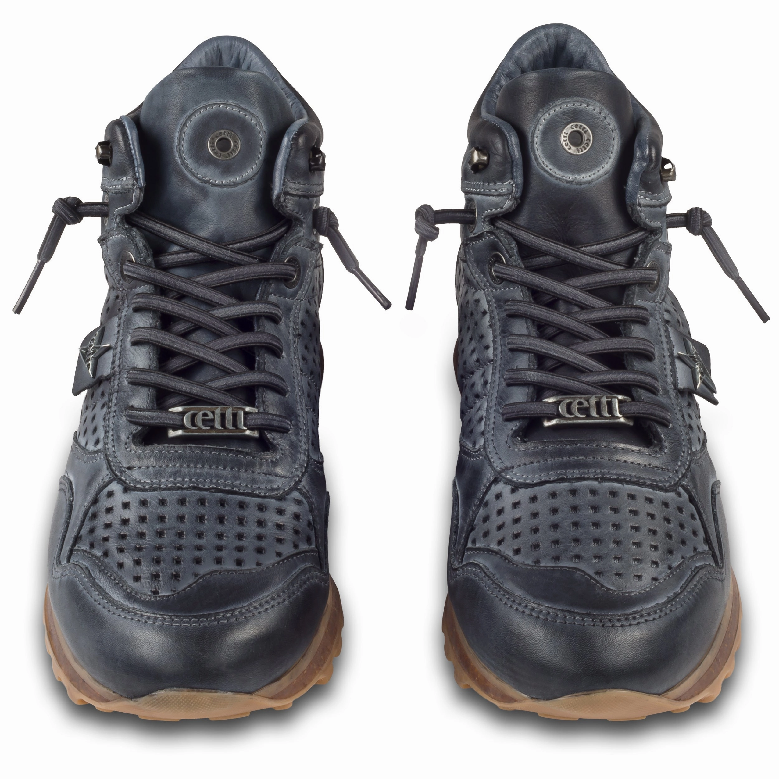 CETTI Sneaker-Stiefel Herren dunkelblau, Leder, C-1048 Herbst High-Top, perforiert (used tin antracita) Sneaker Weiss Schwarz